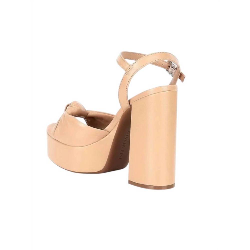 NEW GIANNI BINI women's hartliye leather knot ankle strap platform sandals in nu - Picture 4 of 4